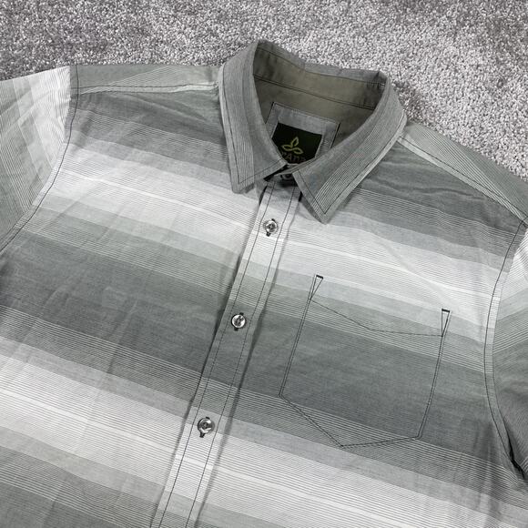 Prana Button Up Shirt Mens Medium Organic Cotton Blend Sustainable Short Sleeve - Picture 1 of 10